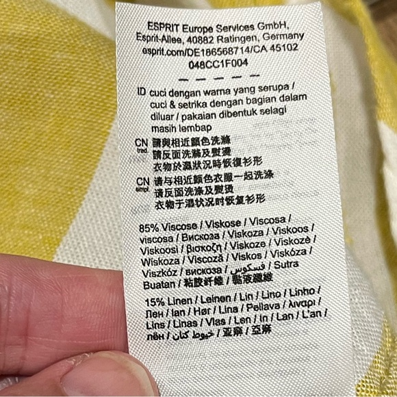 EDC by Esprit – Size M – Yellow & White Striped Tie-Front Top - Picture 3 of 9